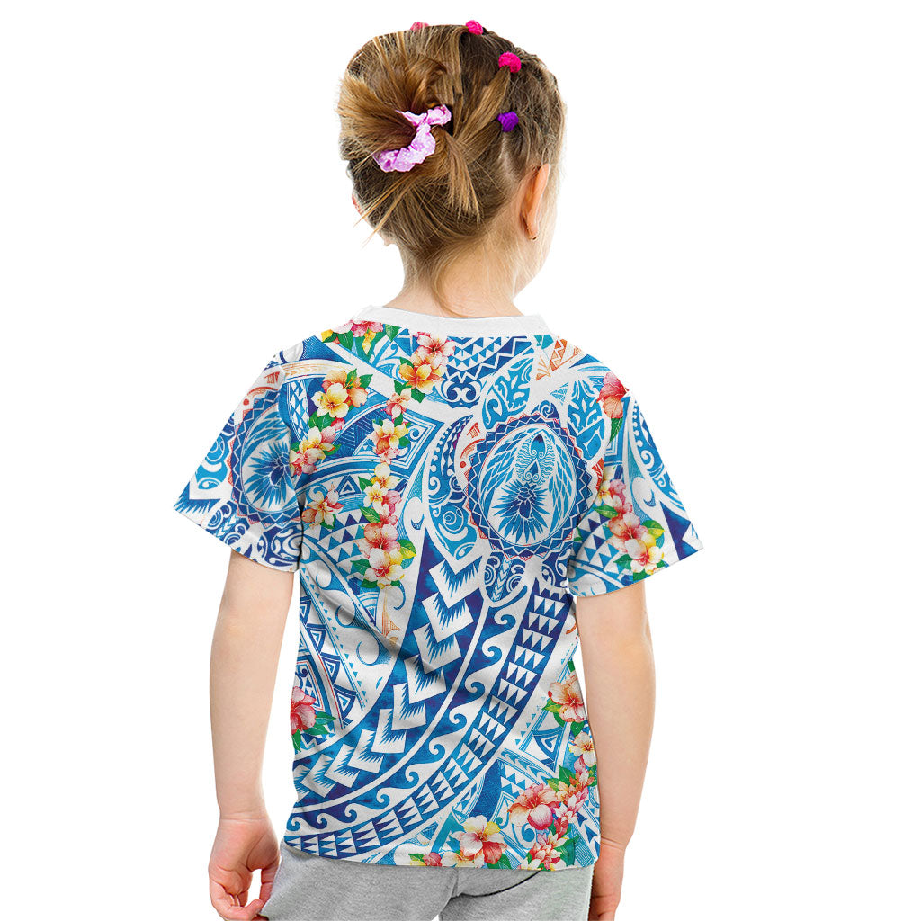 Hawaiian Turtle and Lei Kid T Shirt Tribal Kakau and Tropical Plants Human Heart LT03 - Polynesian Pride