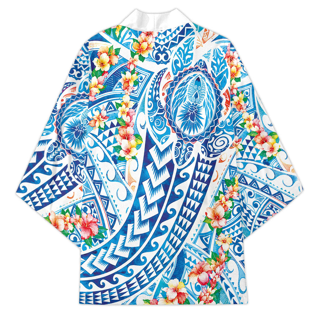 Hawaiian Turtle and Lei Kimono Tribal Kakau and Tropical Plants Human Heart