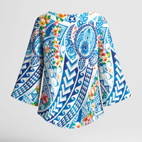 Hawaiian Turtle and Lei Kimono Sleeve Blouse Tribal Kakau and Tropical Plants Human Heart LT03 - Polynesian Pride