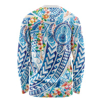 Hawaiian Turtle and Lei Long Sleeve Shirt Tribal Kakau and Tropical Plants Human Heart LT03 - Polynesian Pride