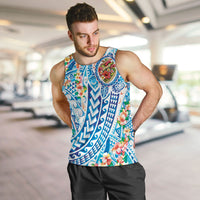Hawaiian Turtle and Lei Men Tank Top Tribal Kakau and Tropical Plants Human Heart LT03 Multicolor - Polynesian Pride