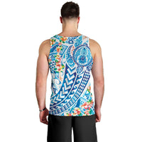 Hawaiian Turtle and Lei Men Tank Top Tribal Kakau and Tropical Plants Human Heart LT03 - Polynesian Pride