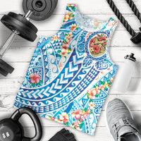 Hawaiian Turtle and Lei Men Tank Top Tribal Kakau and Tropical Plants Human Heart LT03 - Polynesian Pride