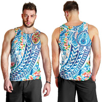 Hawaiian Turtle and Lei Men Tank Top Tribal Kakau and Tropical Plants Human Heart LT03 - Polynesian Pride