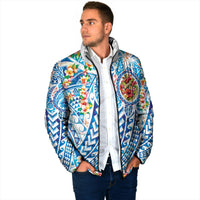 Hawaiian Turtle and Lei Padded Jacket Tribal Kakau and Tropical Plants Human Heart LT03 - Polynesian Pride
