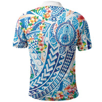 Hawaiian Turtle and Lei Polo Shirt Tribal Kakau and Tropical Plants Human Heart LT03 - Polynesian Pride