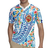 Hawaiian Turtle and Lei Rugby Jersey Tribal Kakau and Tropical Plants Human Heart LT03 - Polynesian Pride