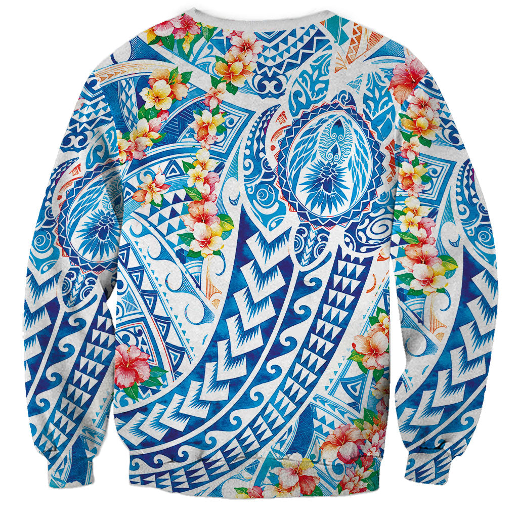 Hawaiian Turtle and Lei Sweatshirt Tribal Kakau and Tropical Plants Human Heart LT03 - Polynesian Pride