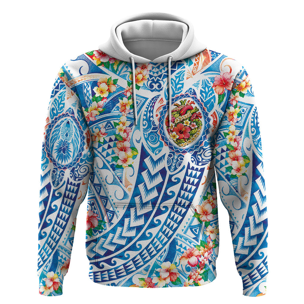 Hawaiian Turtle and Lei Zip Hoodie Tribal Kakau and Tropical Plants Human Heart LT03 Pullover Hoodie Multicolor - Polynesian Pride