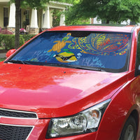 Hawaii Ocean Auto Sun Shade Pineapple Turtle and Mango Reef Triggerfish and Kakau Tattoo LT03 - Polynesian Pride
