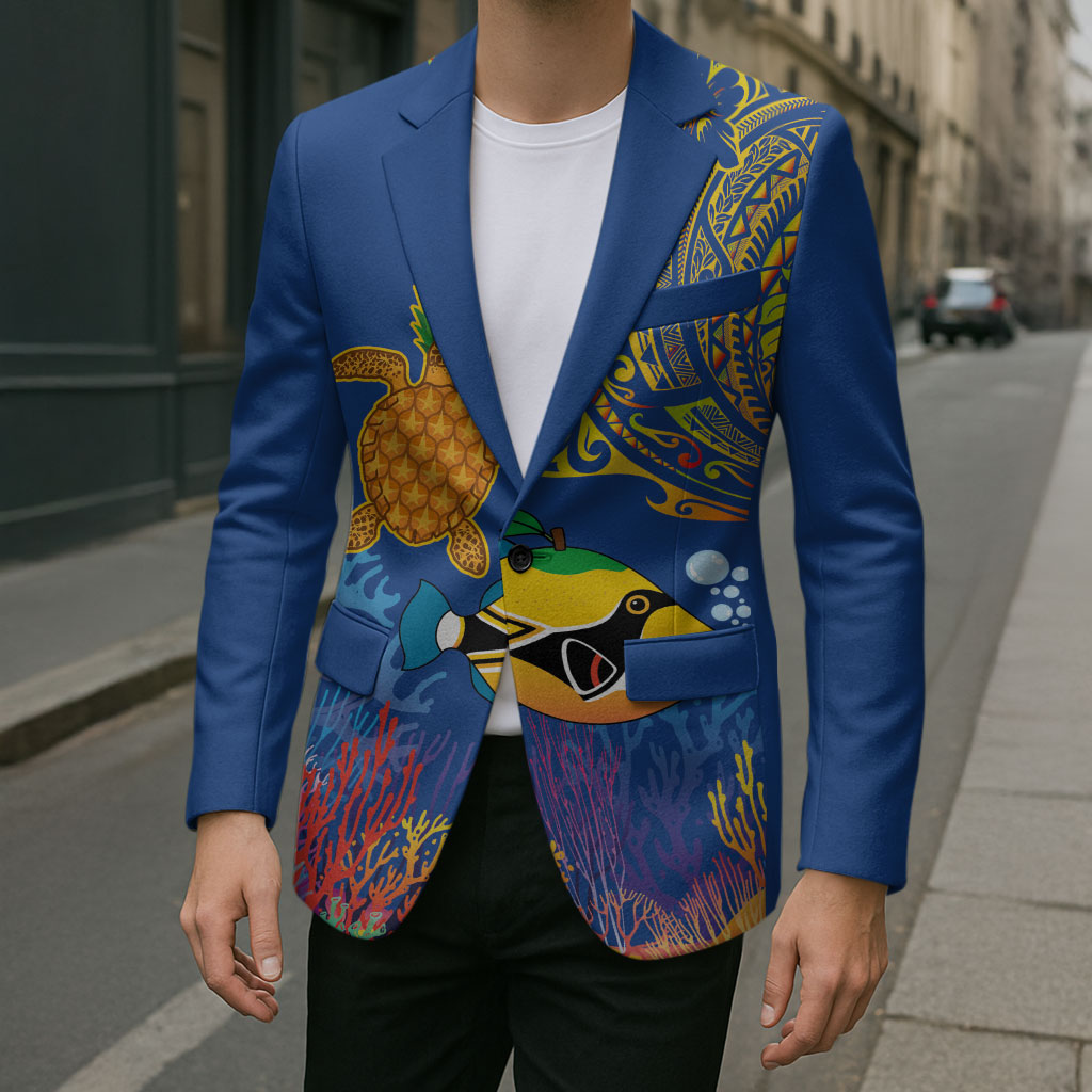 Hawaii Ocean Blazer Pineapple Turtle and Mango Reef Triggerfish and Kakau Tattoo LT03 - Polynesian Pride