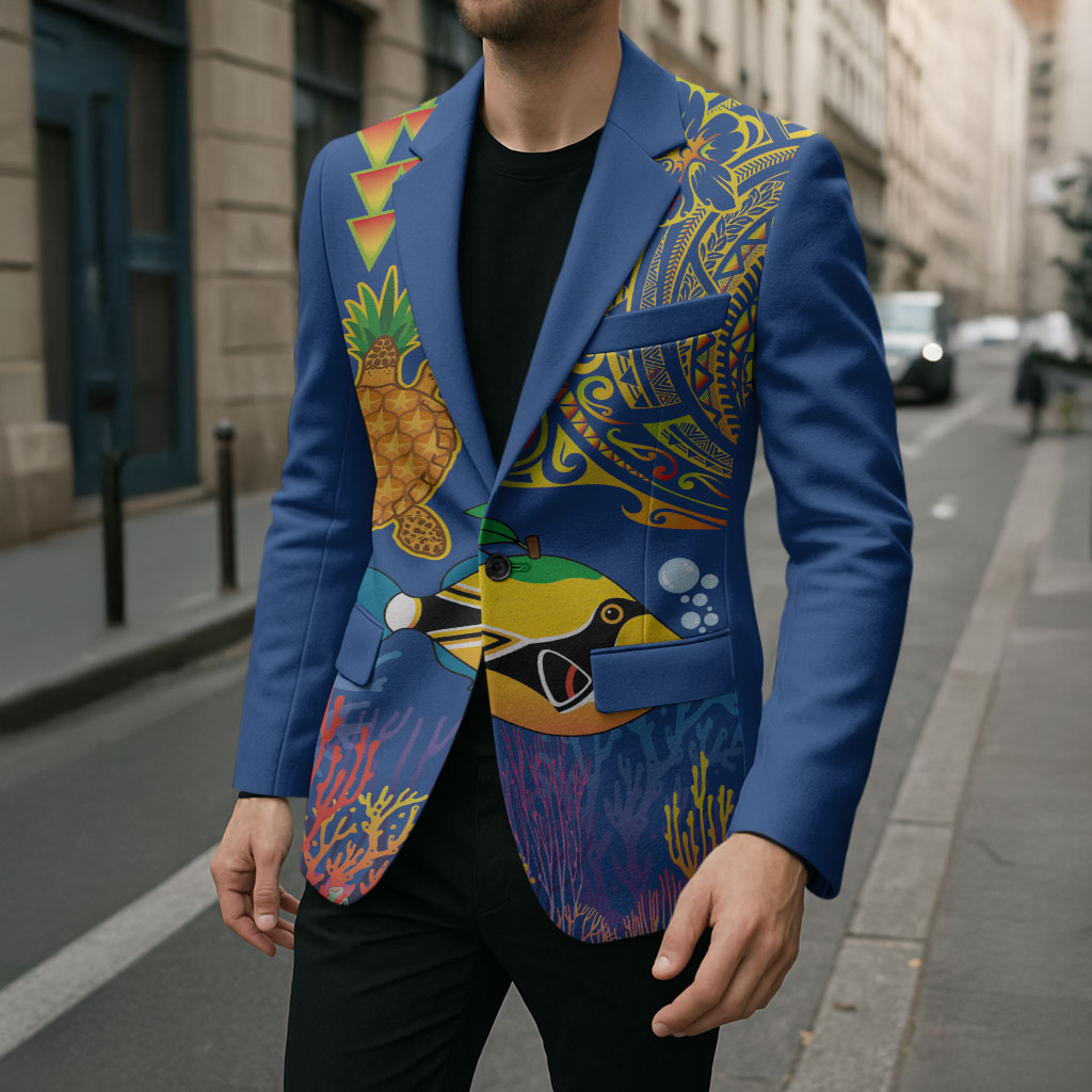 Hawaii Ocean Blazer Pineapple Turtle and Mango Reef Triggerfish and Kakau Tattoo LT03 - Polynesian Pride