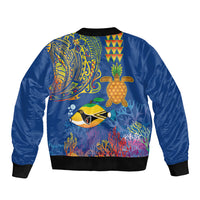 Hawaii Ocean Bomber Jacket Pineapple Turtle and Mango Reef Triggerfish and Kakau Tattoo LT03 - Polynesian Pride