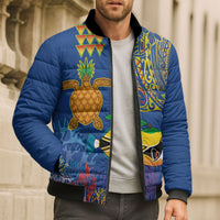 Hawaii Ocean Bomber Puffer Jacket Pineapple Turtle and Mango Reef Triggerfish and Kakau Tattoo LT03 - Polynesian Pride