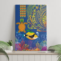 Hawaii Ocean Canvas Wall Art Pineapple Turtle and Mango Reef Triggerfish and Kakau Tattoo LT03 - Polynesian Pride