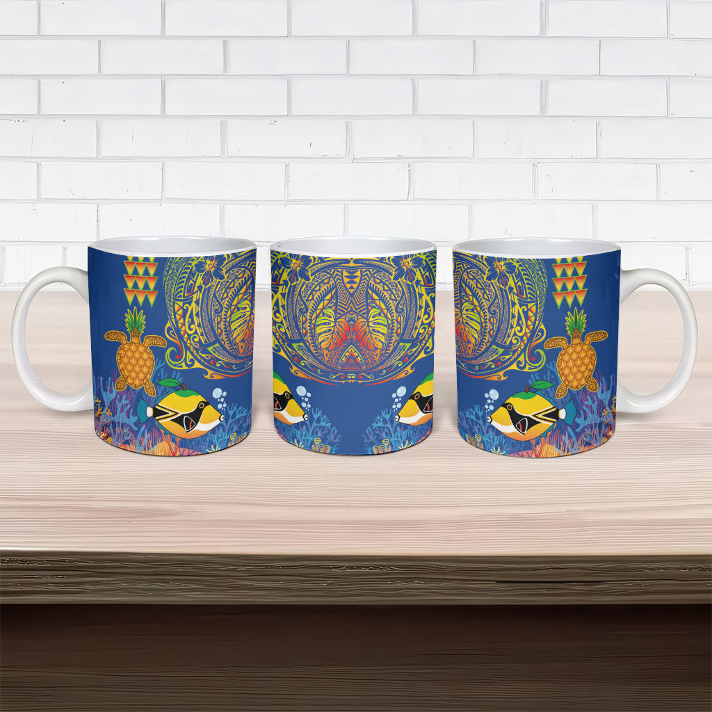 Hawaii Ocean Ceramic Mug Pineapple Turtle and Mango Reef Triggerfish and Kakau Tattoo LT03 - Polynesian Pride