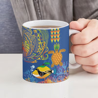 Hawaii Ocean Ceramic Mug Pineapple Turtle and Mango Reef Triggerfish and Kakau Tattoo LT03 - Polynesian Pride