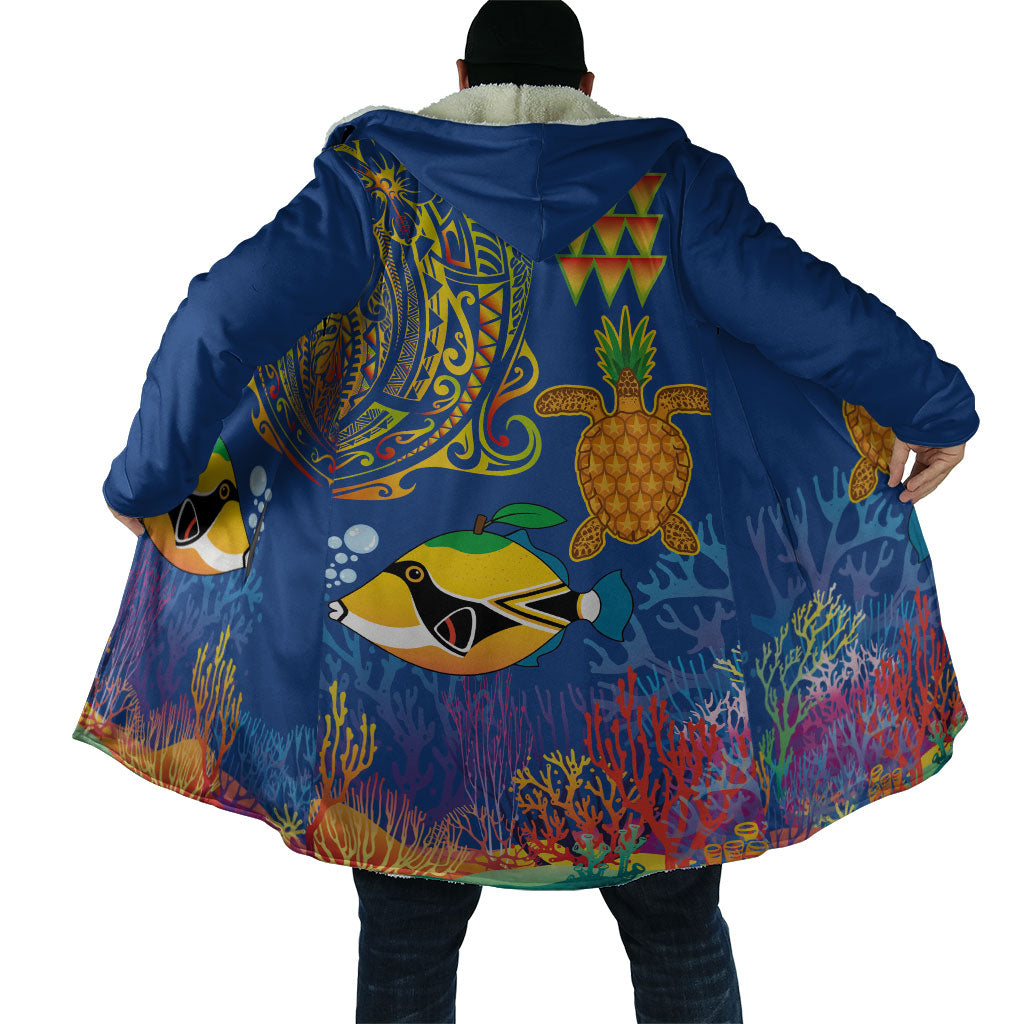Hawaii Ocean Cloak Pineapple Turtle and Mango Reef Triggerfish and Kakau Tattoo LT03 - Polynesian Pride