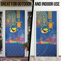 Hawaii Ocean Door Cover Pineapple Turtle and Mango Reef Triggerfish and Kakau Tattoo LT03 - Polynesian Pride