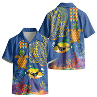 Hawaii Ocean Kid Hawaiian Shirt Pineapple Turtle and Mango Reef Triggerfish and Kakau Tattoo LT03 - Polynesian Pride