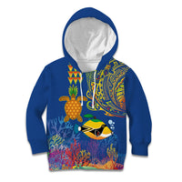 Hawaii Ocean Kid Hoodie Pineapple Turtle and Mango Reef Triggerfish and Kakau Tattoo LT03 Hoodie Multicolor - Polynesian Pride