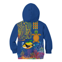 Hawaii Ocean Kid Hoodie Pineapple Turtle and Mango Reef Triggerfish and Kakau Tattoo LT03 - Polynesian Pride