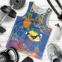 Hawaii Ocean Men Tank Top Pineapple Turtle and Mango Reef Triggerfish and Kakau Tattoo LT03 - Polynesian Pride