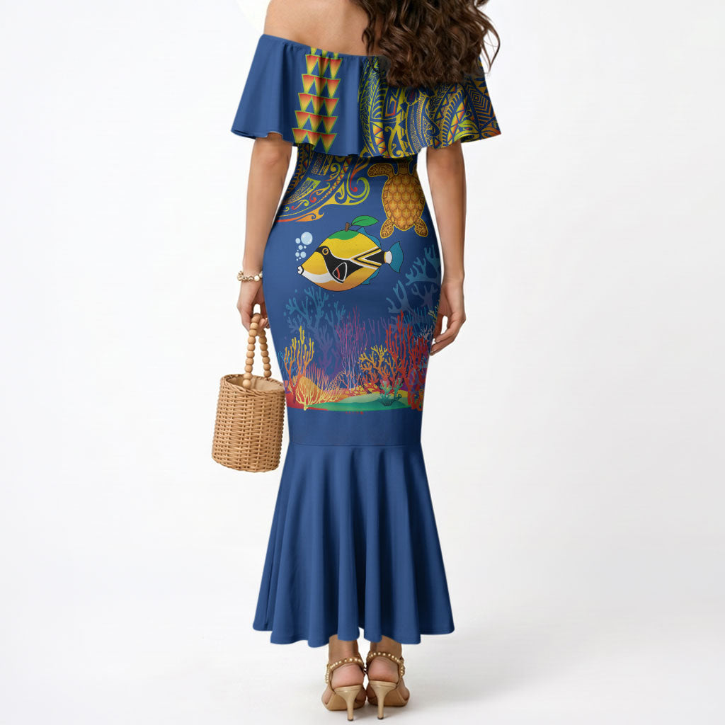 Hawaii Ocean Mermaid Dress Pineapple Turtle and Mango Reef Triggerfish and Kakau Tattoo LT03 - Polynesian Pride
