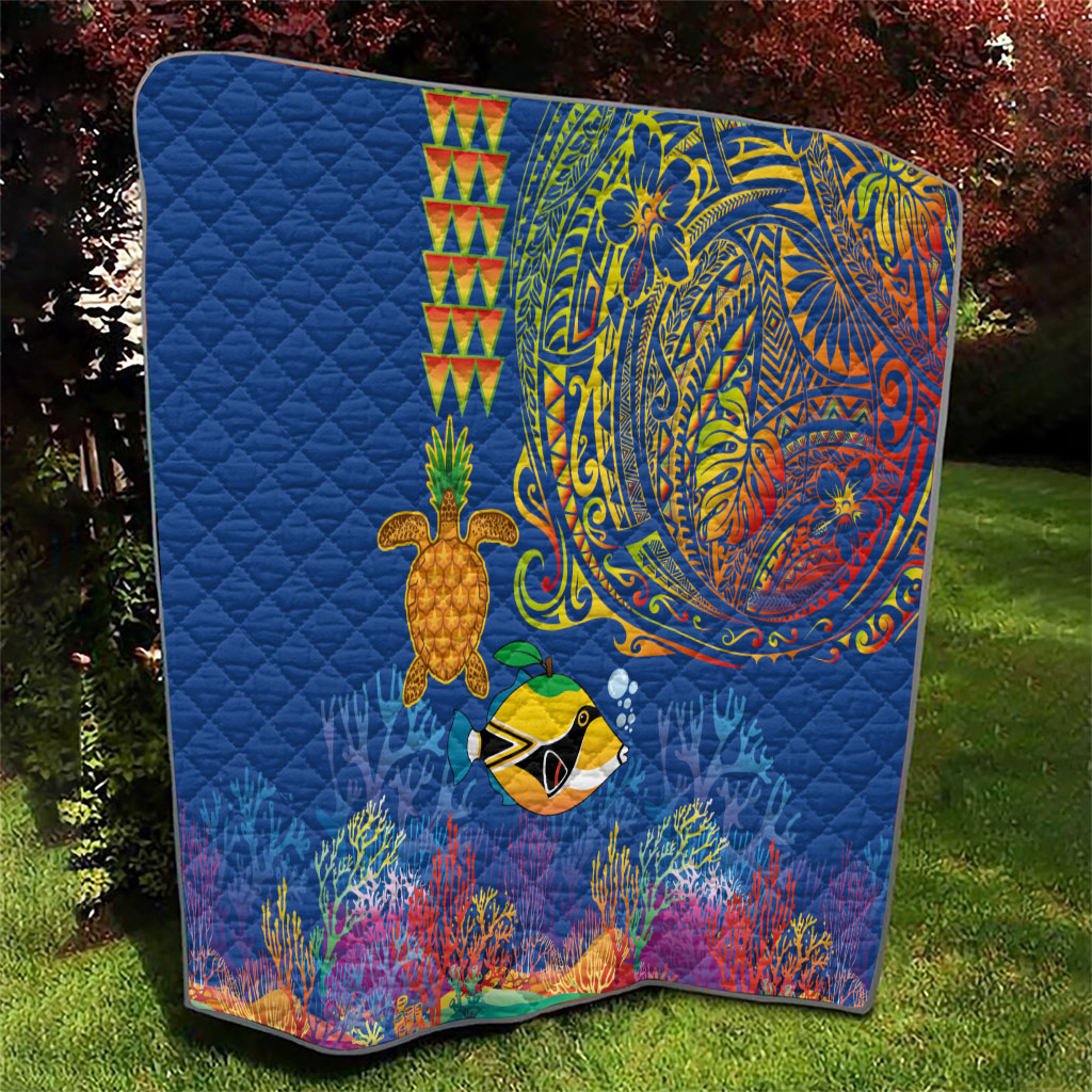 Hawaii Ocean Quilt Pineapple Turtle and Mango Reef Triggerfish and Kakau Tattoo LT03 - Polynesian Pride