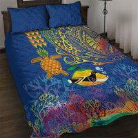 Hawaii Ocean Quilt Bed Set Pineapple Turtle and Mango Reef Triggerfish and Kakau Tattoo LT03 Multicolor - Polynesian Pride