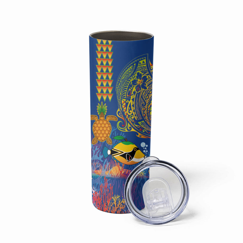 Hawaii Ocean Skinny Tumbler Pineapple Turtle and Mango Reef Triggerfish and Kakau Tattoo LT03 - Polynesian Pride