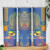 Hawaii Ocean Skinny Tumbler Pineapple Turtle and Mango Reef Triggerfish and Kakau Tattoo LT03 - Polynesian Pride