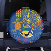 Hawaii Ocean Spare Tire Cover Pineapple Turtle and Mango Reef Triggerfish and Kakau Tattoo LT03 No hole Multicolor - Polynesian Pride