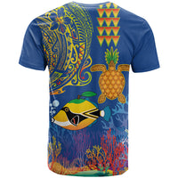 Hawaii Ocean T Shirt Pineapple Turtle and Mango Reef Triggerfish and Kakau Tattoo LT03 - Polynesian Pride