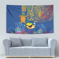 Hawaii Ocean Tapestry Pineapple Turtle and Mango Reef Triggerfish and Kakau Tattoo LT03 - Polynesian Pride