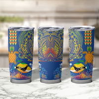 Hawaii Ocean Tumbler Cup Pineapple Turtle and Mango Reef Triggerfish and Kakau Tattoo LT03 - Polynesian Pride