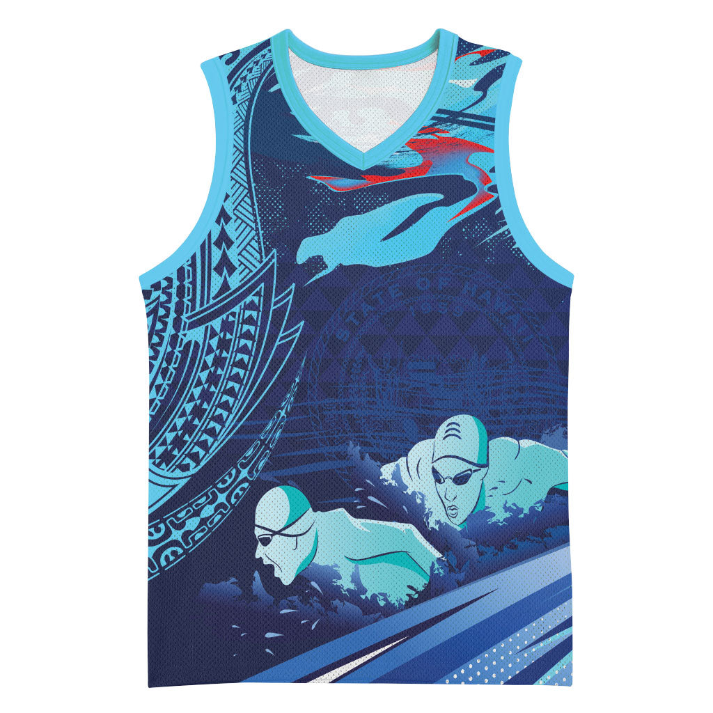 Personalized Hawaii Swimming Basketball Jersey Tribal Sporty Style