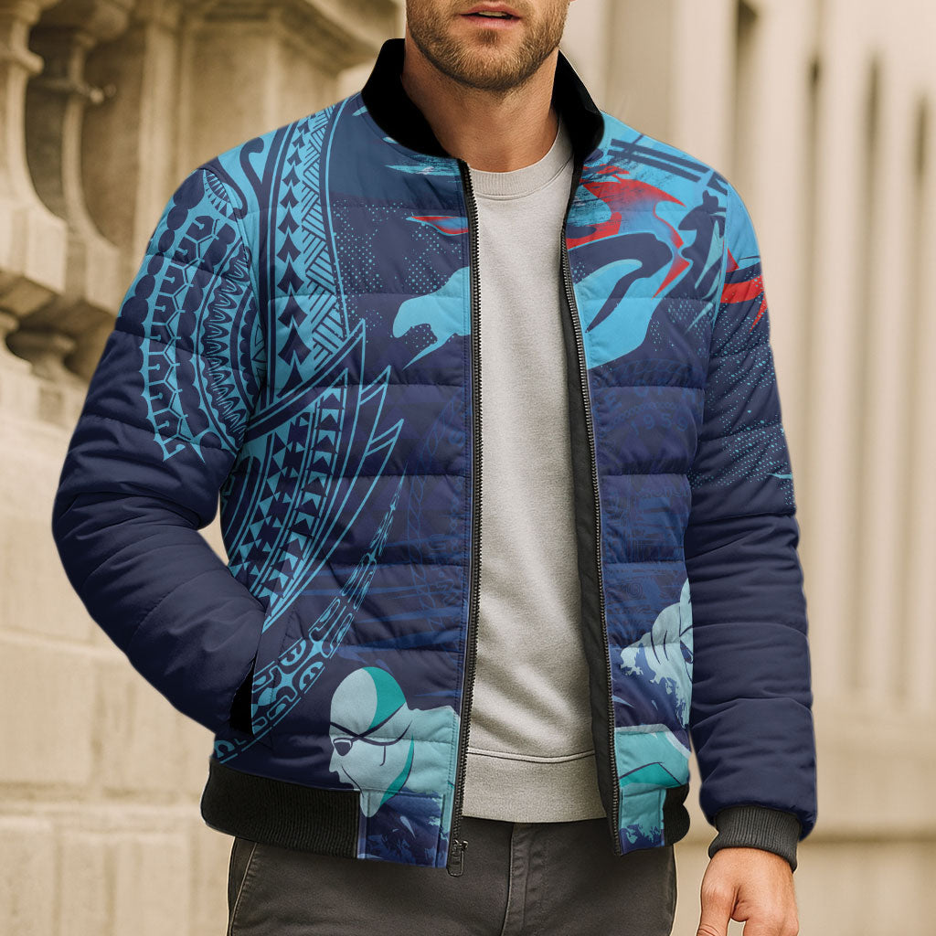 Personalized Hawaii Swimming Bomber Puffer Jacket Tribal Sporty Style LT03 - Polynesian Pride