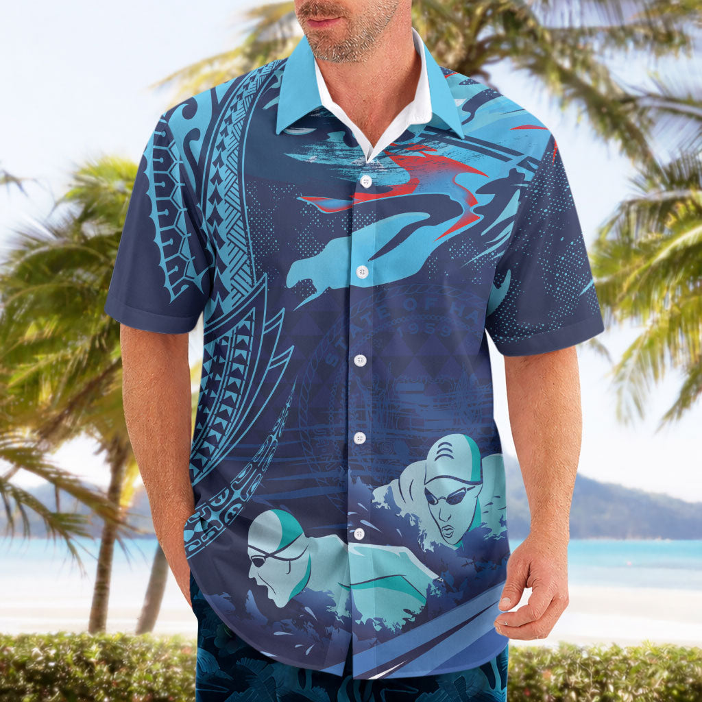 Personalized Hawaii Swimming Hawaiian Shirt Tribal Sporty Style LT03 - Polynesian Pride