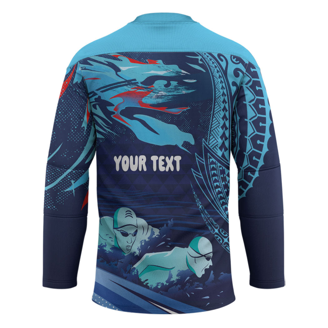 Personalized Hawaii Swimming Hockey Jersey Tribal Sporty Style LT03 - Polynesian Pride