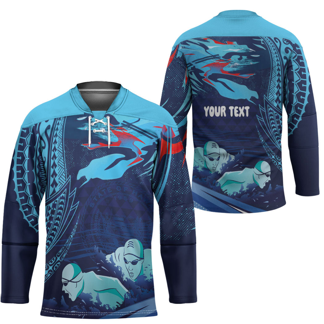 Personalized Hawaii Swimming Hockey Jersey Tribal Sporty Style LT03 - Polynesian Pride