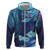 Personalized Hawaii Swimming Hoodie Tribal Sporty Style LT03 Zip Hoodie Multicolor - Polynesian Pride