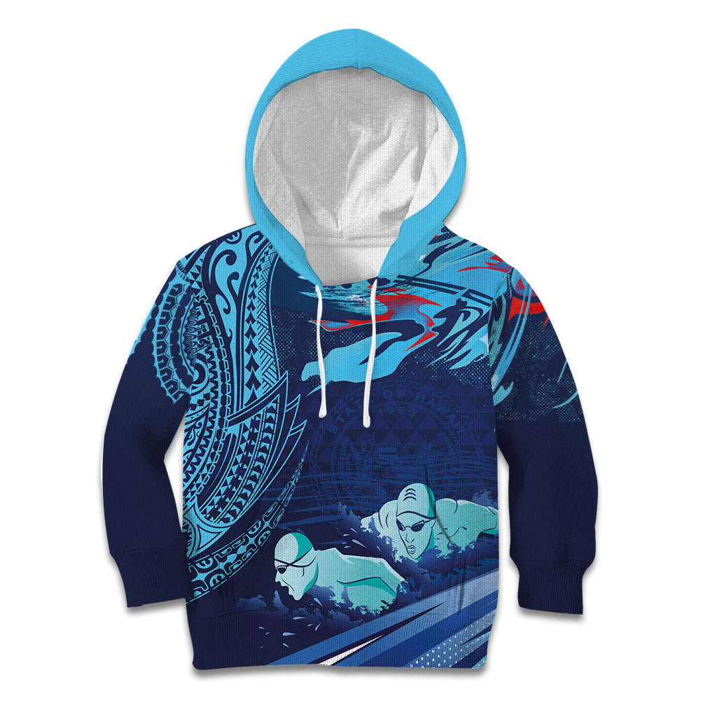 Personalized Hawaii Swimming Kid Hoodie Tribal Sporty Style LT03 Hoodie Multicolor - Polynesian Pride