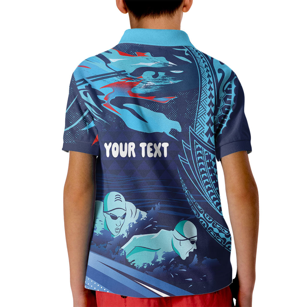 Personalized Hawaii Swimming Kid Polo Shirt Tribal Sporty Style LT03 - Polynesian Pride