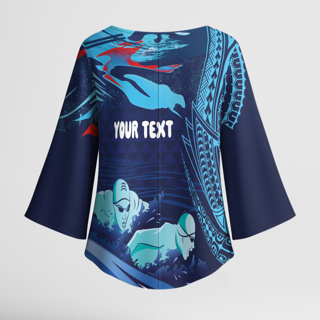 Personalized Hawaii Swimming Kimono Sleeve Blouse Tribal Sporty Style LT03 - Polynesian Pride