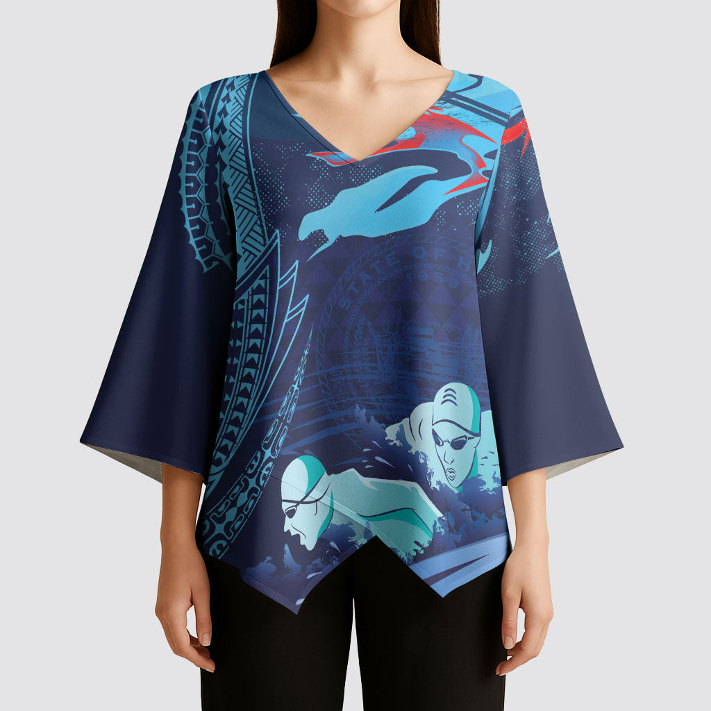 Personalized Hawaii Swimming Kimono Sleeve Blouse Tribal Sporty Style LT03 - Polynesian Pride