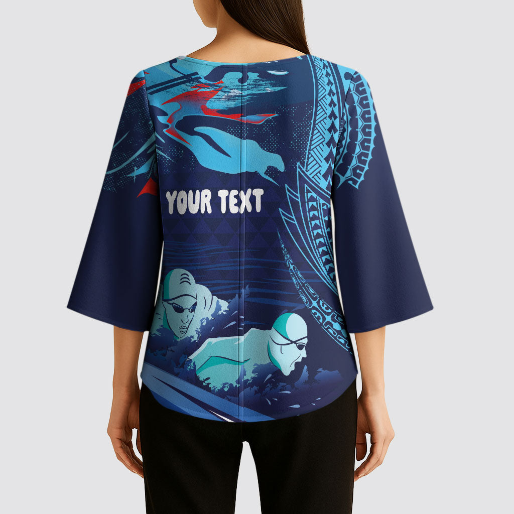 Personalized Hawaii Swimming Kimono Sleeve Blouse Tribal Sporty Style LT03 - Polynesian Pride