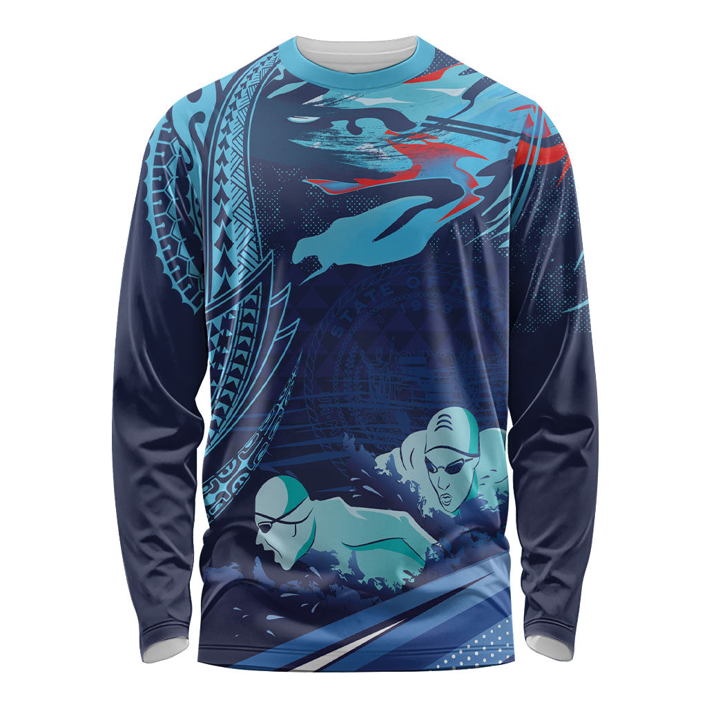 Personalized Hawaii Swimming Long Sleeve Shirt Tribal Sporty Style LT03 Unisex Multicolor - Polynesian Pride