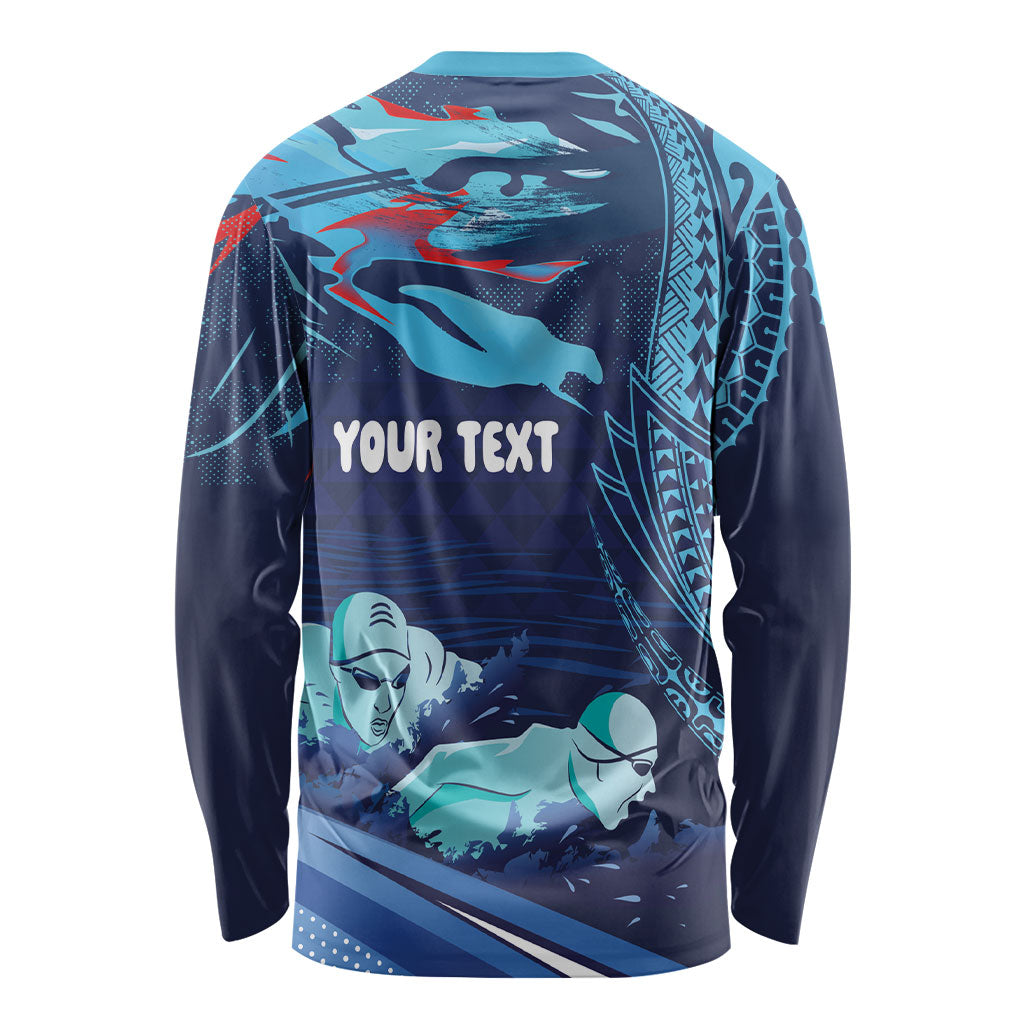 Personalized Hawaii Swimming Long Sleeve Shirt Tribal Sporty Style LT03 - Polynesian Pride