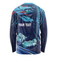 Personalized Hawaii Swimming Long Sleeve Shirt Tribal Sporty Style LT03 - Polynesian Pride